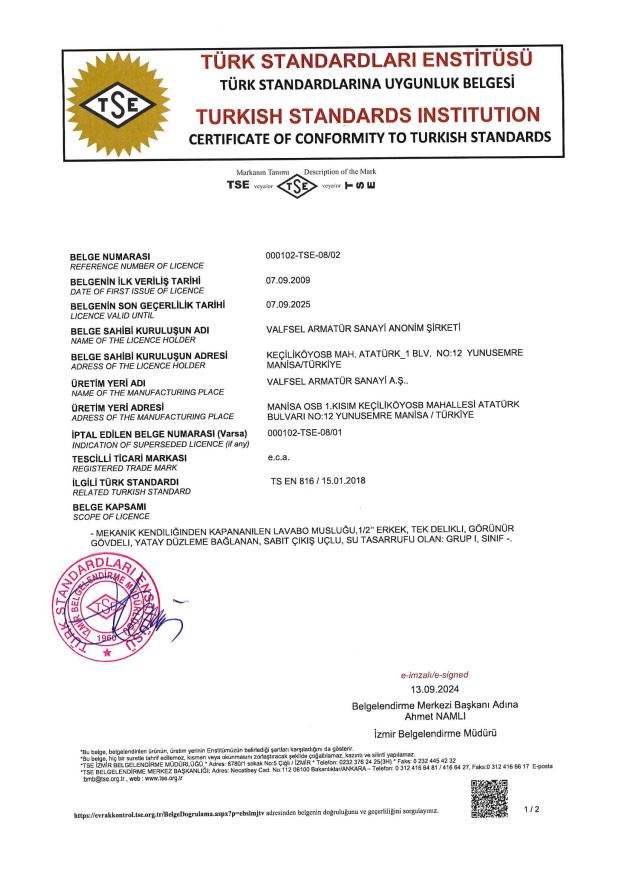 TS EN 816 - Zaman Ayarlı Bataryalar